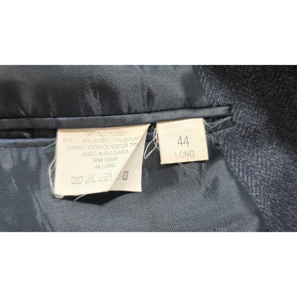 Etienne Aigner Mens Wool Lambswool Blazer 44L Charcoal Gray Herringbone Sport